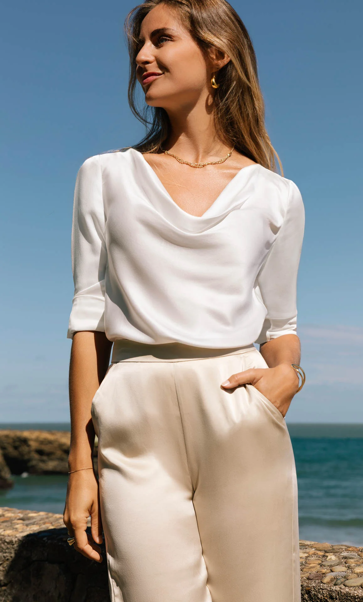 Claudia Silk Cowl Neck Blouse - Image 16
