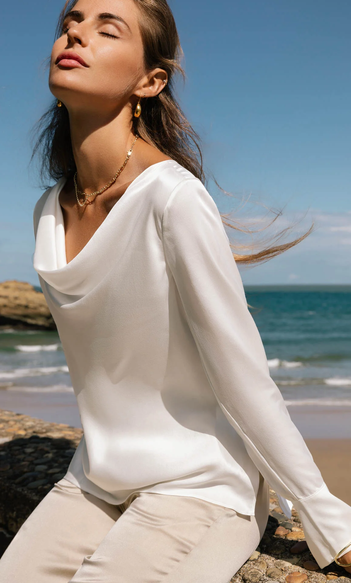 Claudia Silk Cowl Neck Blouse - Image 20