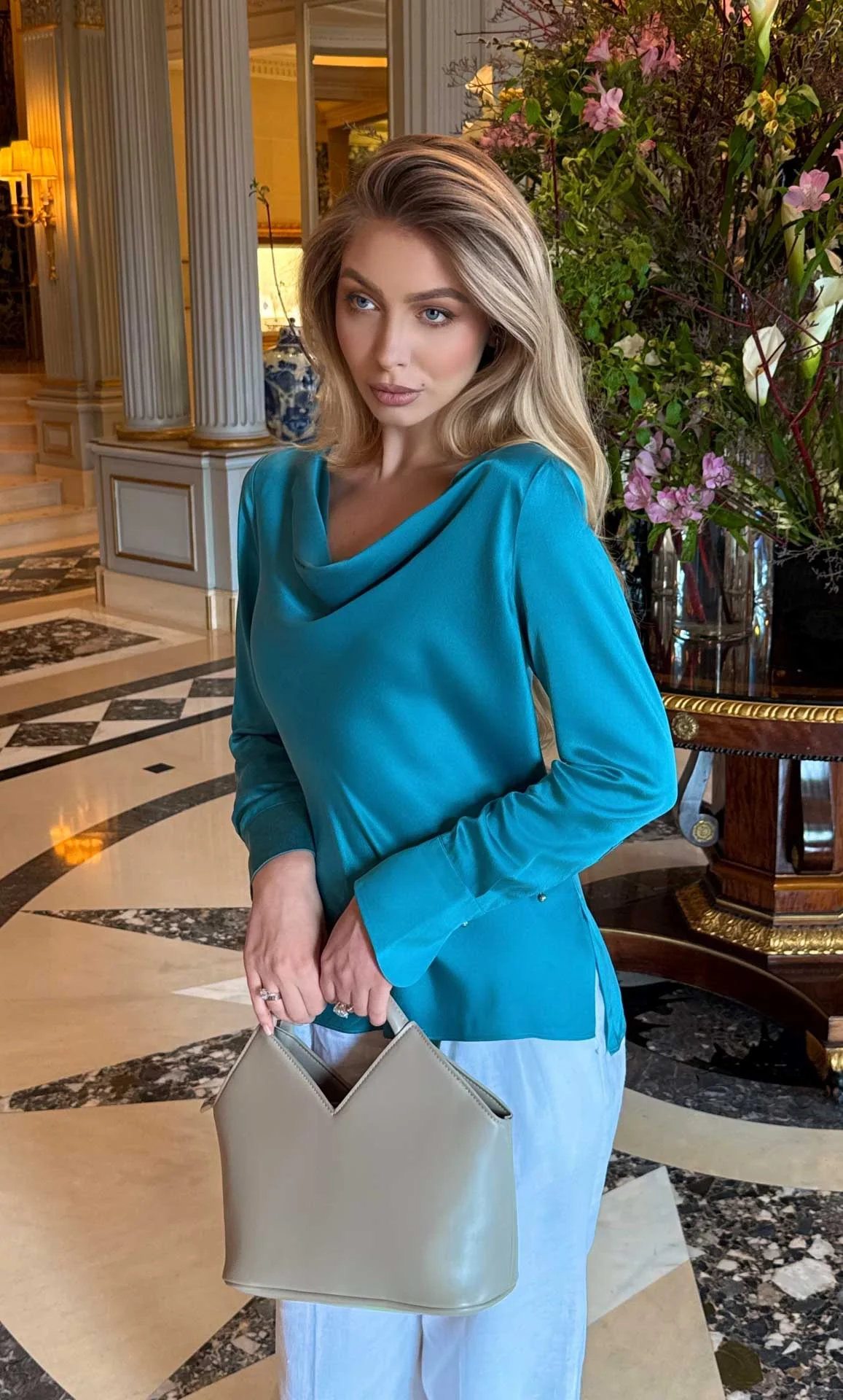 Claudia Silk Cowl Neck Blouse - Image 23