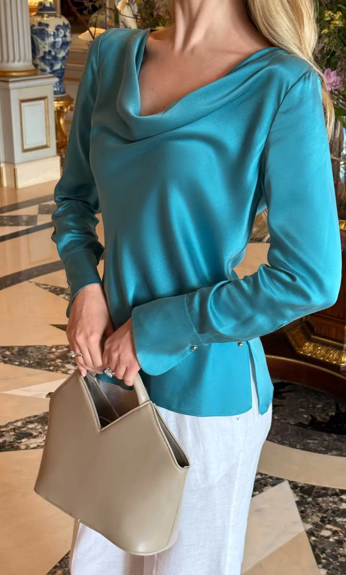 Claudia Silk Cowl Neck Blouse - Image 24