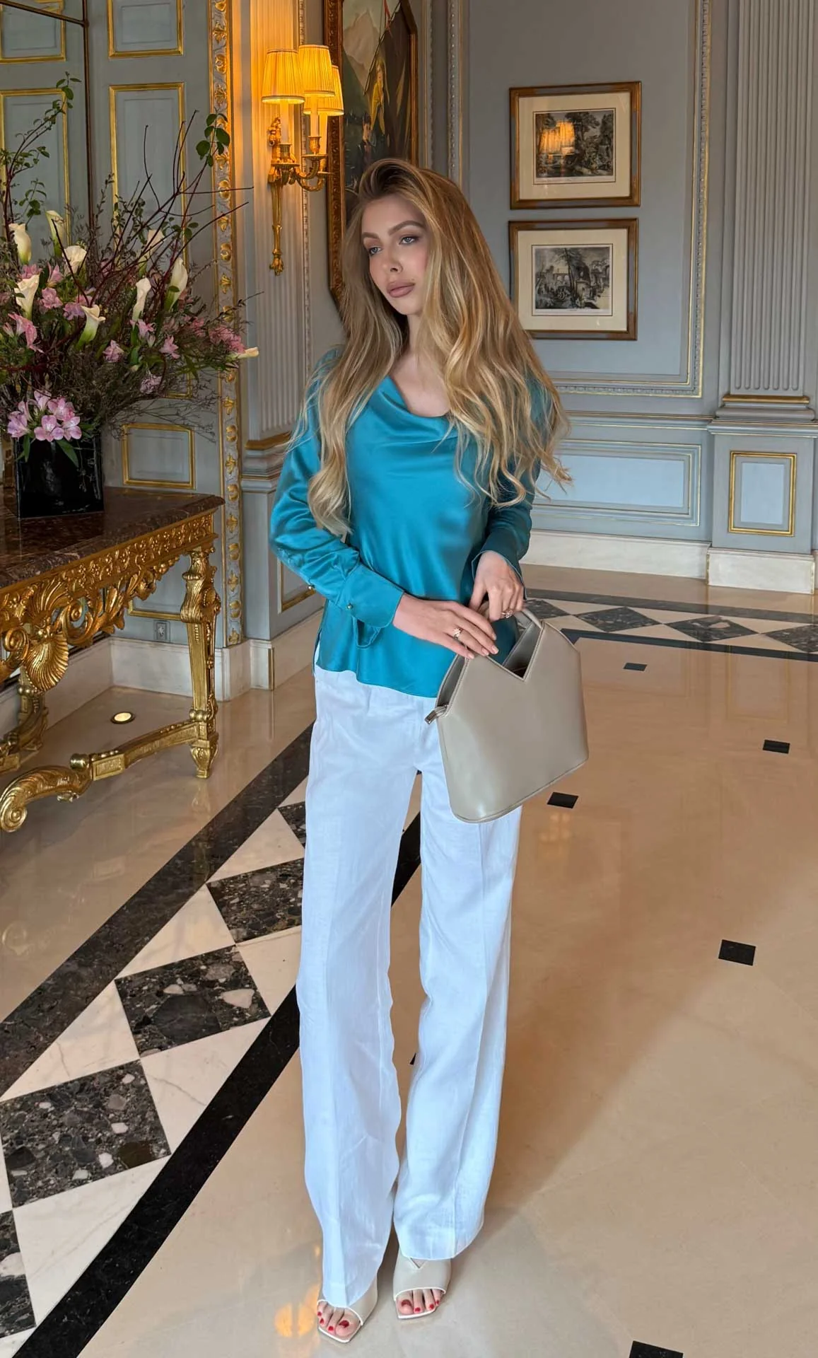 Claudia Silk Cowl Neck Blouse - Image 26