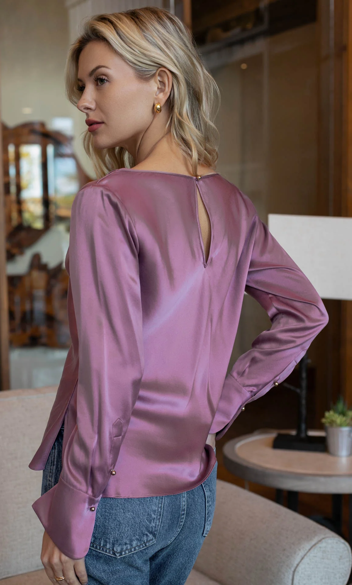 Claudia Silk Cowl Neck Blouse - Image 36