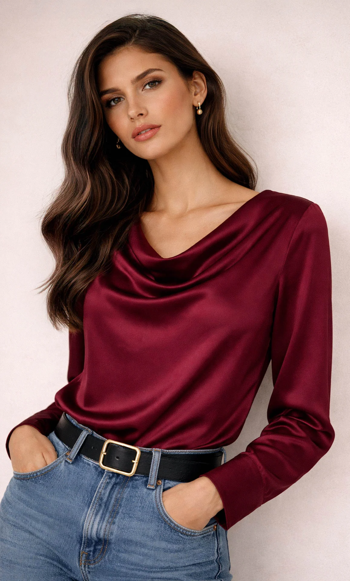 Claudia Silk Cowl Neck Blouse - Image 37