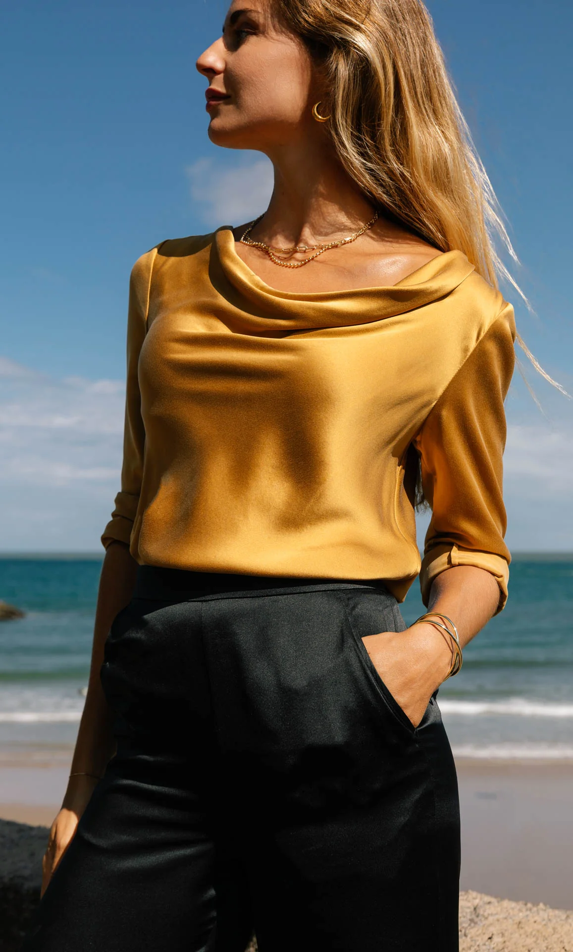 Claudia Silk Cowl Neck Blouse - Image 41