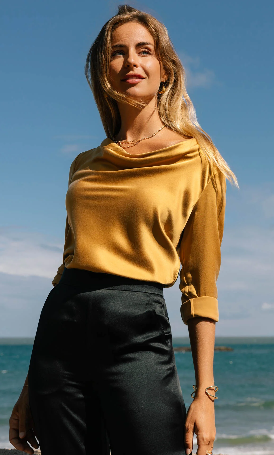 Claudia Silk Cowl Neck Blouse - Image 42