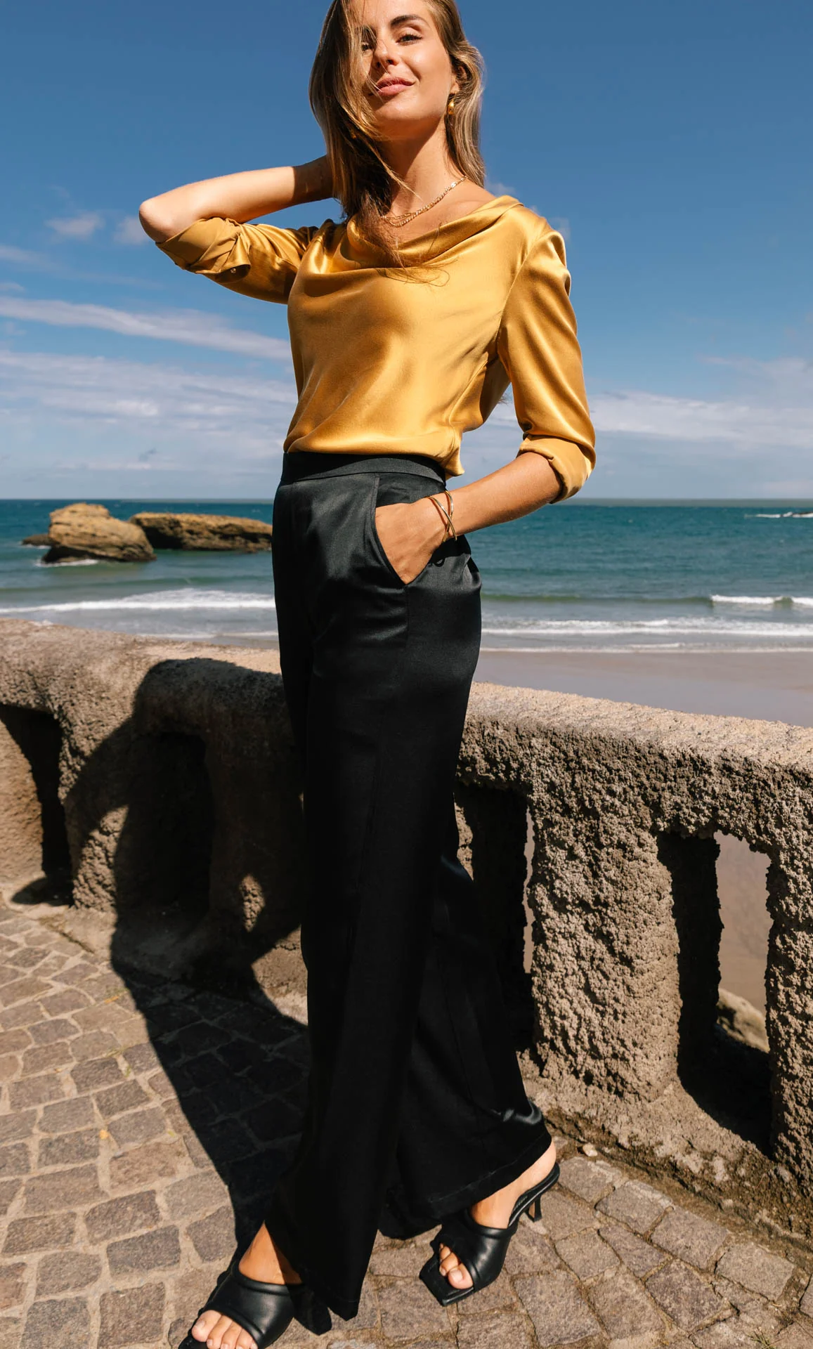 Claudia Silk Cowl Neck Blouse - Image 43