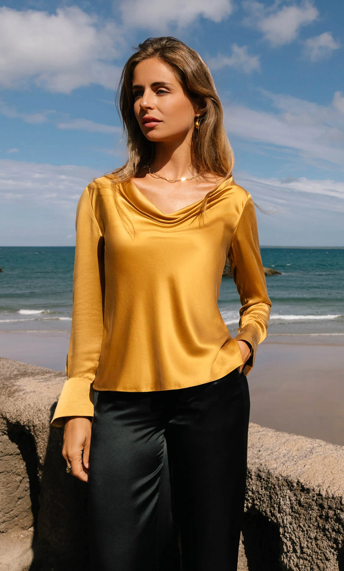 Claudia Silk Cowl Neck Blouse - Image 44