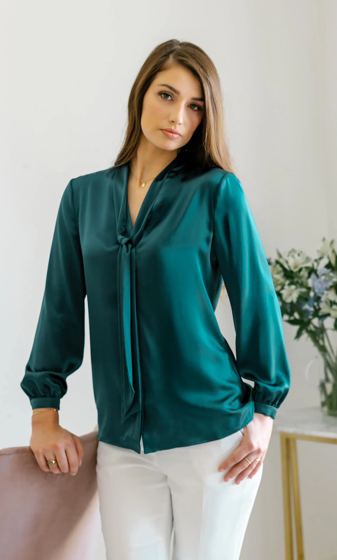 Vinci Silk Bow Blouse - Image 12