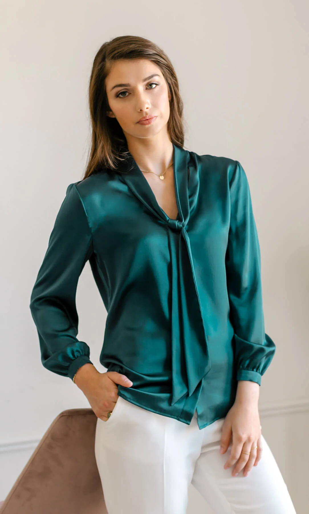 Vinci Silk Bow Blouse - Image 13