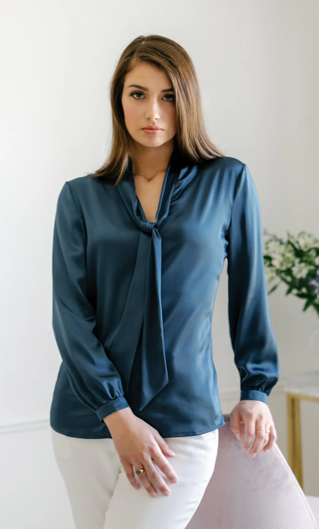 Vinci Silk Bow Blouse - Image 4