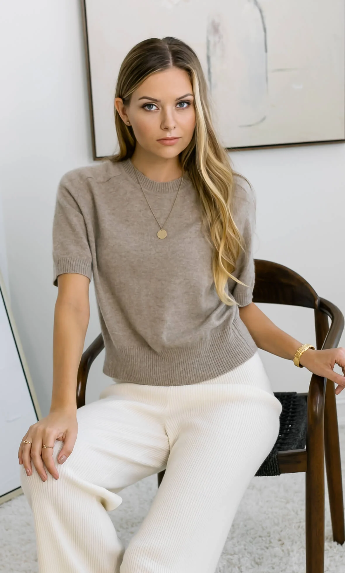 Vittoria Short-Sleeve Cashmere Sweater - Image 17