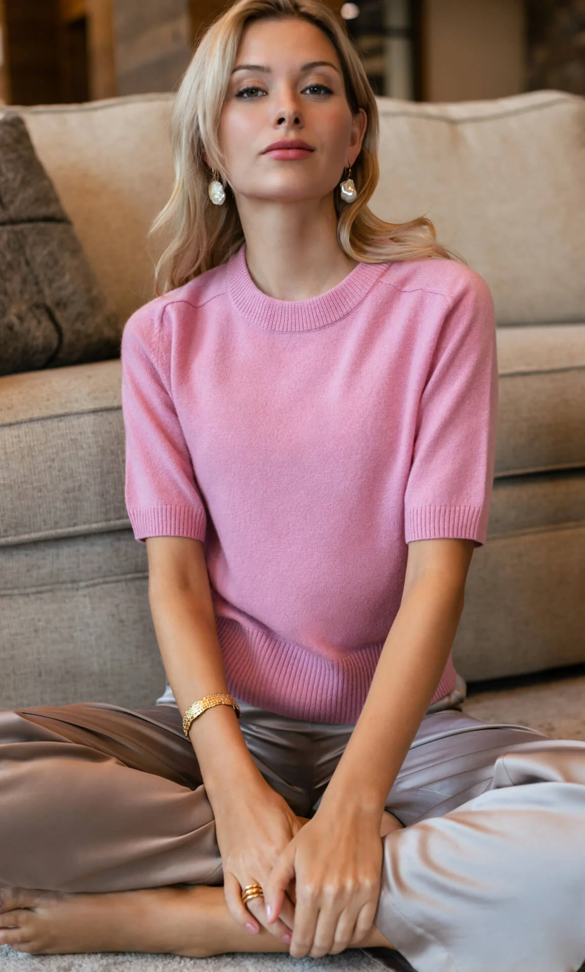 Vittoria Short-Sleeve Cashmere Sweater - Image 25